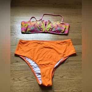 Trina Turk bandeau bikini top (10) with XL bottoms.